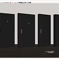 Stylish Black Security Doors in Indoor Display with Various Textures and Metal Frames 3d model