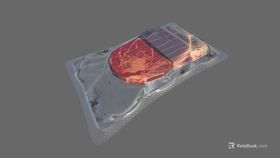 Premium Fresh Steak in Vacuum Sealed Transparent Plastic Package 3d model 