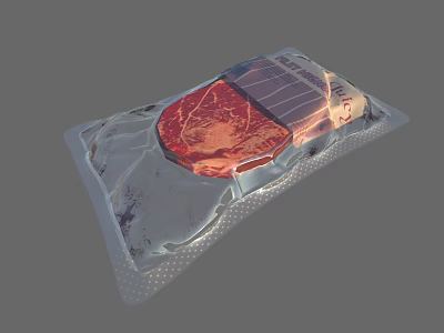 Premium Fresh Steak in Vacuum Sealed Transparent Plastic Package 3d model