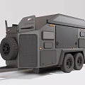 Grey Functional Trailer Vehicle Featuring Towing Hitch And Storage Compartments 3d model