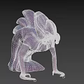 Purple Alien Creature 3D Model with Tentacles Twisted Body and Clawed Limbs