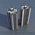 Modern High Rise Residential Buildings With Brown And White Facade And Blue Sky