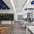 Modern Public Office Space With Open Layout Ergonomic Chairs Green Wall And Pendant Lights