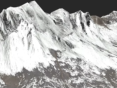 Rural Landscape With Snow Covered Mountain Peaks And Rugged Scenic Terrain 3d model