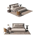 Modern Double Bed With Soft Bedding Nightstands Side Chair And Area Rug 3d model