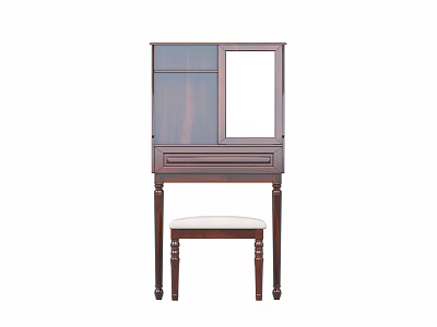 Classic Wooden Dressing Table With Mirror Drawer And Matching Stool 3d model