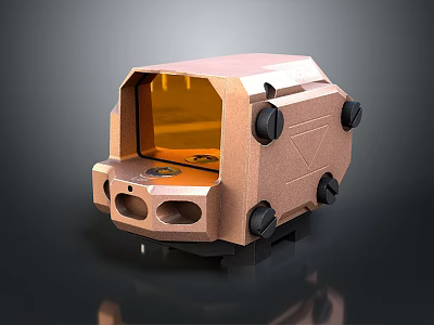 Tactical Copper Colored Weapon Sight With Yellow Lens And Adjustment Knobs Design 3d model