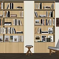 Modern bookcase open bookcase book combination potted leisure chair stool 3d model
