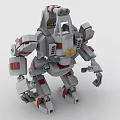 Building Blocks Mecha Robot Model With Gray White Red Accents Mechanical Joints And Detailed Structure