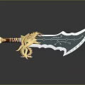 Decorative Ornate Black Blade With Golden Dragon Hilt And Intricate Rune Patterns
