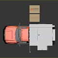 Orange And White Utility Truck With Open Storage Compartments For Work Tools 3d model