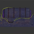 Rusty Barrel Shaped Industrial Equipment With Yellow Cables And Purple Center On Metal Base