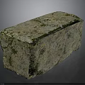 Natural Stone Block With Green Moss And Rough Weathered Surface Texture 3d model