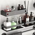Modern Bathroom Accessories with Wall Towel Racks Shelf Bottles Soap Dish and Towels
