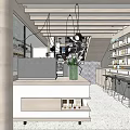 Modern Cafe Interior Design With Comfortable Seating Display Shelves And Wooden Ceiling