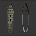 Detailed Ship Models Showing Complete Vessel And Cross Section With Red Hull And White Structure
