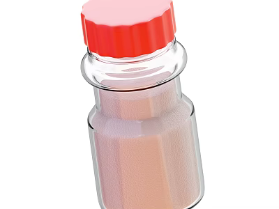 Clear Glass Spice Bottle With Red Cap And Pink Powder For Kitchen Use 3d model