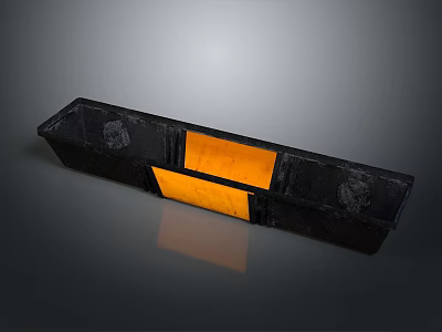 Black Heavy Duty Road Barrier With Orange Reflective Stripes For Traffic Safety 3d model
