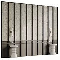 Middle-style bedside background wall 3d model