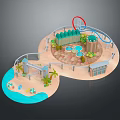 Modern Resort Area With Sandy Beach Pools Palm Trees Buildings And Water Slide