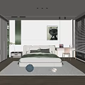 Cozy Kids Room Interior With Green White Decor Bed Bookshelf Desk And Cat Painting On Wall