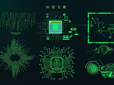 Science and technology elements circuit board electronic technology CPU chip electronic lighting technology icon model