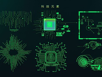 Science and technology elements circuit board electronic technology CPU chip electronic lighting technology icon 3d model