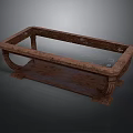 Classic Wooden Table With Glass Top And Ornate Carved Legs Design