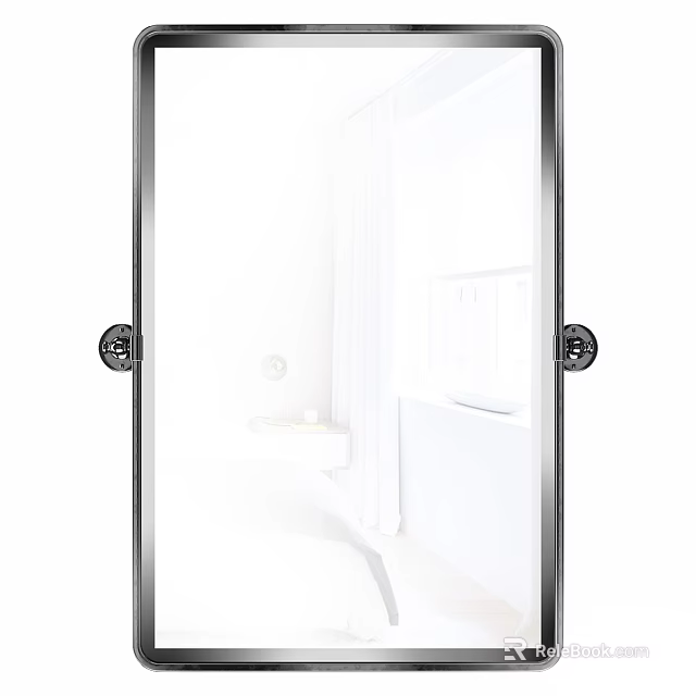 Modern Bathroom Mirror With Metal Frame And White Interior Design 3d model