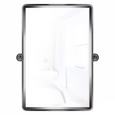 Modern Bathroom Mirror With Metal Frame And White Interior Design 3d model