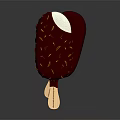 Bitten Chocolate Popsicle With Nut Pieces On Surface And Black Background