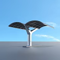 Modern Curved Solar Panels Support Structure With Platform Base Design 3d model