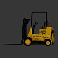 Yellow Industrial Forklift With Cab And Front Forks For Material Handling