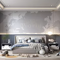 Cozy Kids Room With World Map Wall Adventure World Text Cozy Bed And Playful Toys