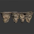 Natural Wood And Stone Coffee Table With Textured Slabs And Sturdy Base