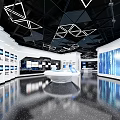 Modern Technology Exhibition Hall Interior Design With Digital Screens Interactive Displays And Sleek Lighting