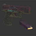 Black Modern Tactical Handgun With Textured Grip And Detachable Magazine