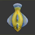 Vibrant Yellow And Blue Aquatic Stingray With Horn Like Structures And Flat Body