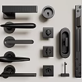 Modern Black Door Handles With Various Design Types And Styles 3d model