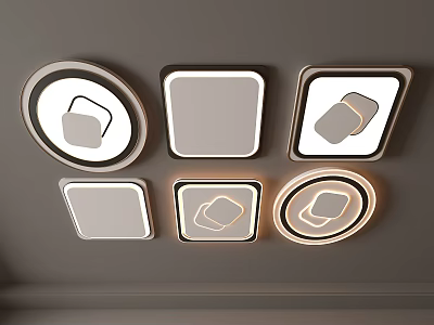 Modern Ceiling Lights with Round and Square Shapes for Stylish Home Interiors 3d model