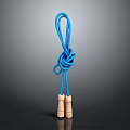 Blue Jump Rope With Wooden Handles For Daily Exercise And Fitness 3d model