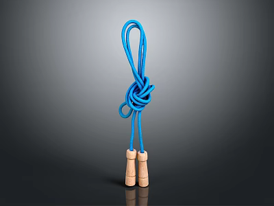 Blue Jump Rope With Wooden Handles For Daily Exercise And Fitness 3d model