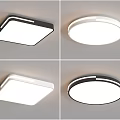 Modern Ceiling Lights With Square Round Shapes Black White Stylish Design 3d model