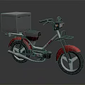 Red and Silver Motorcycle With Rear Cargo Box For Delivery Use