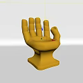 Yellow Hand Shaped Single Chair With Smooth Glossy Surface And Stable Base 3d model