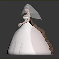 Elegant Bride in White Wedding Dress with Veil Standing Gracefully
