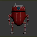 Red Robot with Snow Covered Round Dome and Blue Eye Standing on Dark Surface