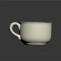 White Ceramic Cup With Blue Rim Essential Daily Use Household Item