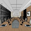 Modern Conference Room Interior Design With Long Wooden Table And Leather Chairs