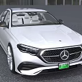 Silver Mercedes Benz Sedan With Stylish Front Grille And Headlights